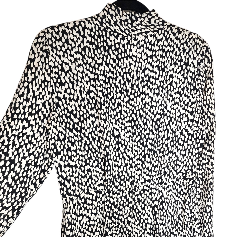 Judith & Charles Rimini Black White Mock Neck Keyhole Dress Long Sleeve Size 8 - Picture 12 of 17